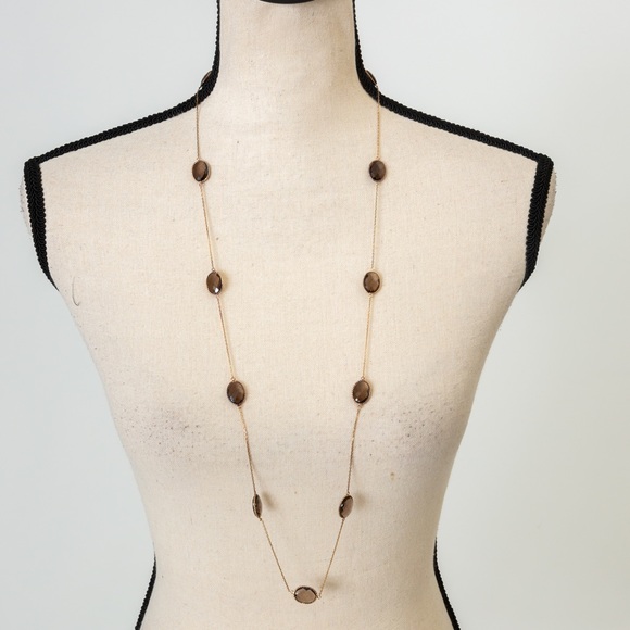 Technibond checkerboard faceted gemstone necklace sterling silver smoky quartz - Picture 6 of 14